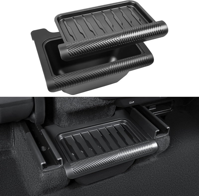 KUNIST 2026 New Model Y Juniper Backseat Trash Can Organizer TPE Storage Box with Anti-Slip Lid Cover Underseat Storage Tray for 2025-2026 Tesla Model Y Juniper Accessories - Image 1